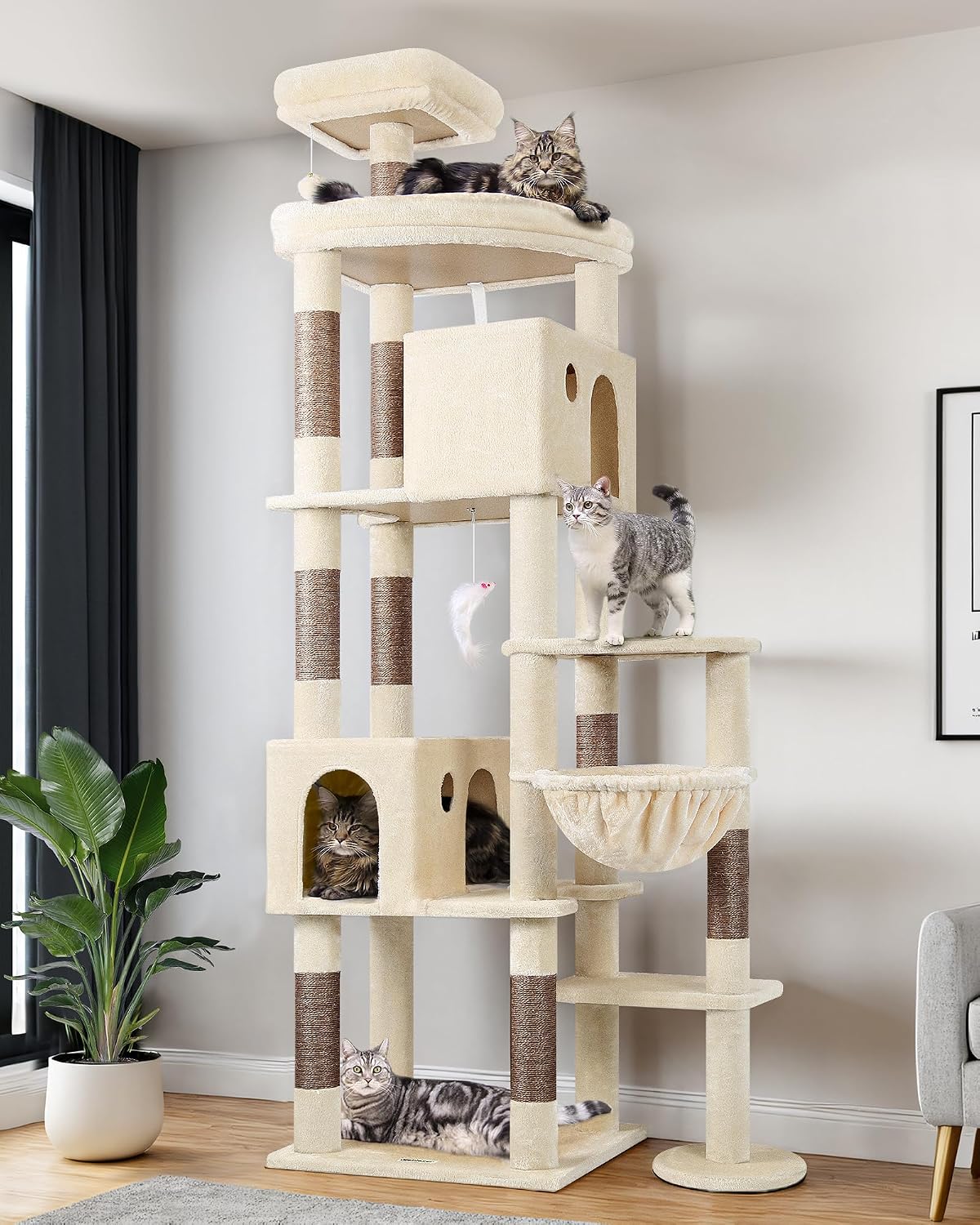 Globlazer Giant Cat Tree for Indoor Large Cats, F83 - 83inch / Beige