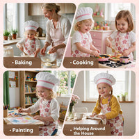 Kids Apron for Boys and Girls Aged 3-6 100% Cotton Blue WQHM – Fun for Kids & Family - Pink Apron & Hat - image 2