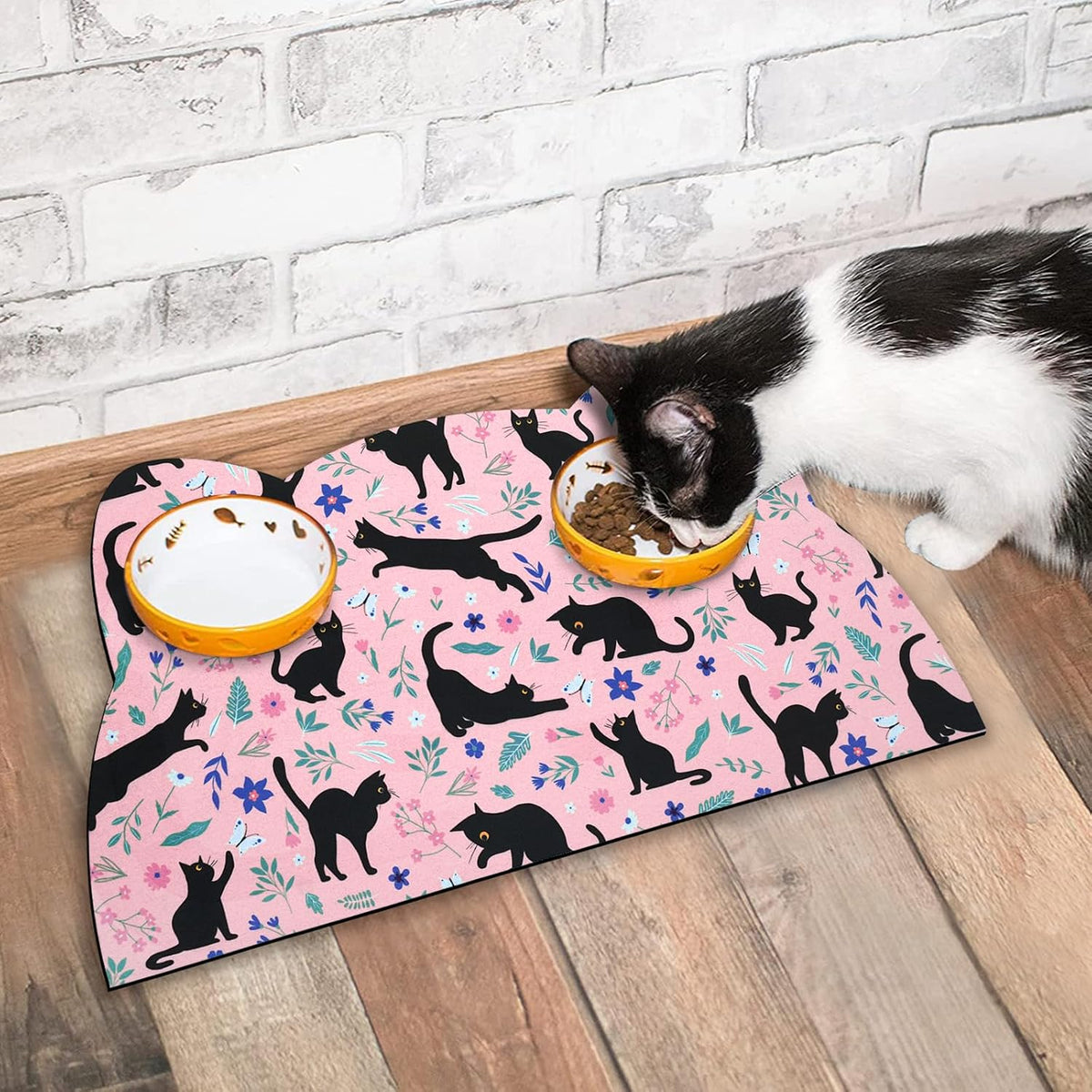 Cat Food Mats for Floor, Dog Pet Water Bowl Feeding Placemats for Food and Water Grey 17.7 * 9.8 - Dark Pink / 17.7"L x 9.8"W - image 2