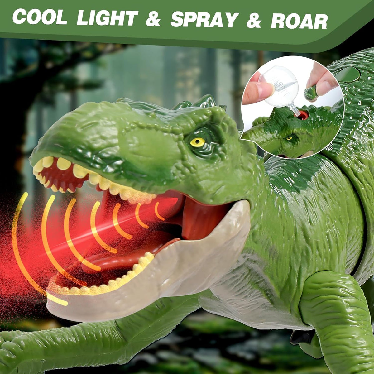Sunrad Remote Control Dinosaur Toys for Kids Boys 3-5 4-7 8-12 Year - Green - image 2