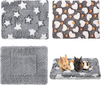 Jetec 3 Pcs Guinea Pig Beds, Fleece Small Animal Mats - Fleece / Pineapple Grid / Gray