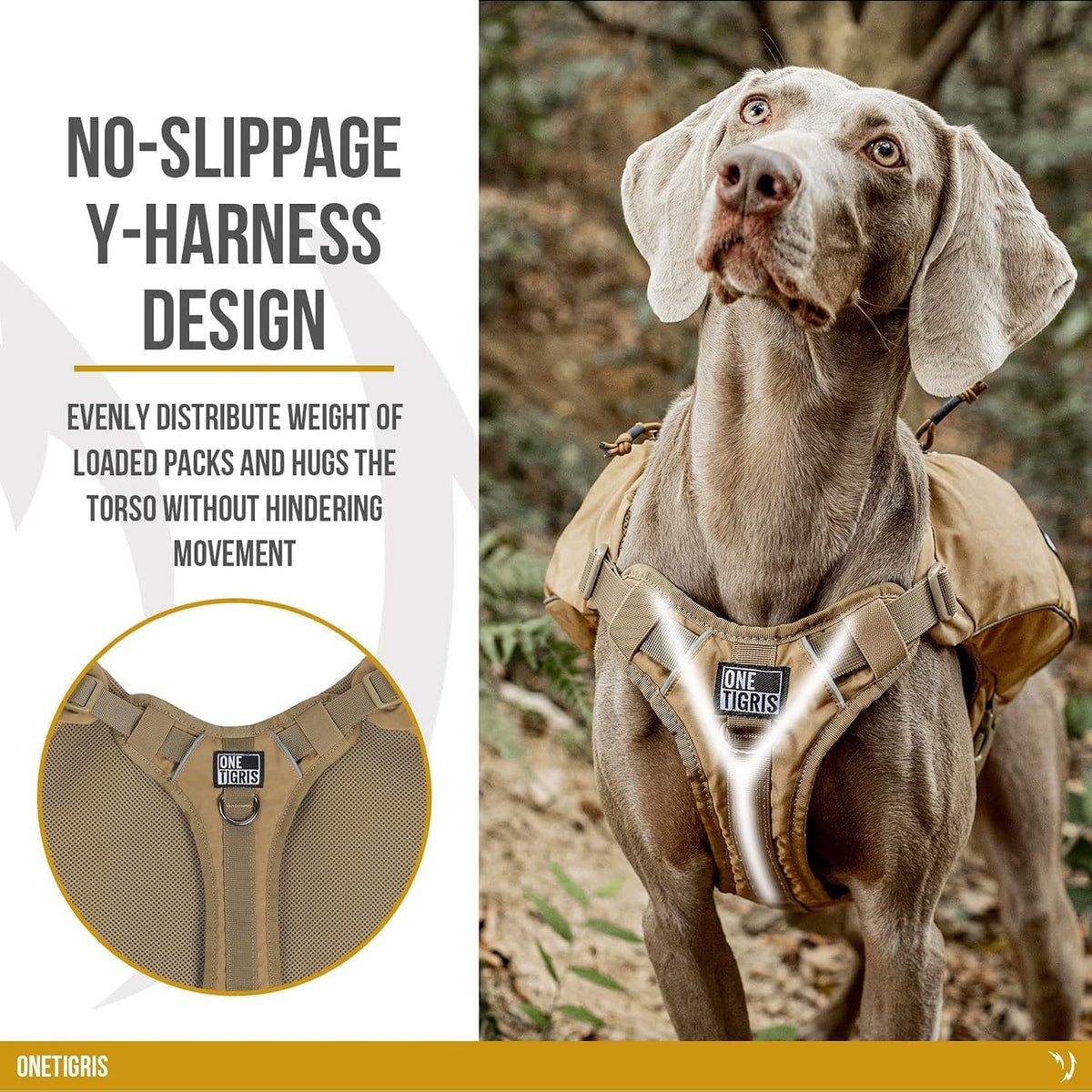 ONETIGRIS Y-Shaped Dog Backpack with Handle - Medium / Brown - image 2