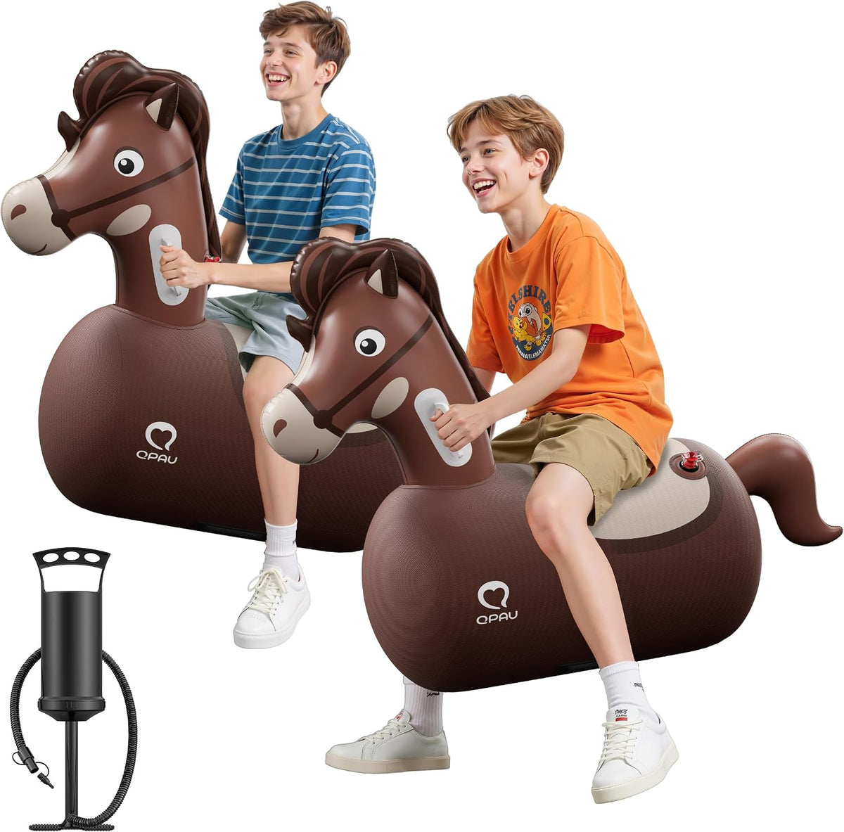 QPAU Inflatable Dinosaur Bouncy Hopper Toy - Horse / 2 Pack