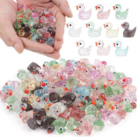 YsesoAi 100Pcs Mini Resin Ducks - Glitter