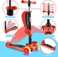 Hurtle 3-Wheeled Scooter for Kids, Wheel LED Lights - Red - image 4