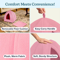 PETMAKER Cat House Indoor Bed with Removable Foam Cushion - Pink / Normal - image 3