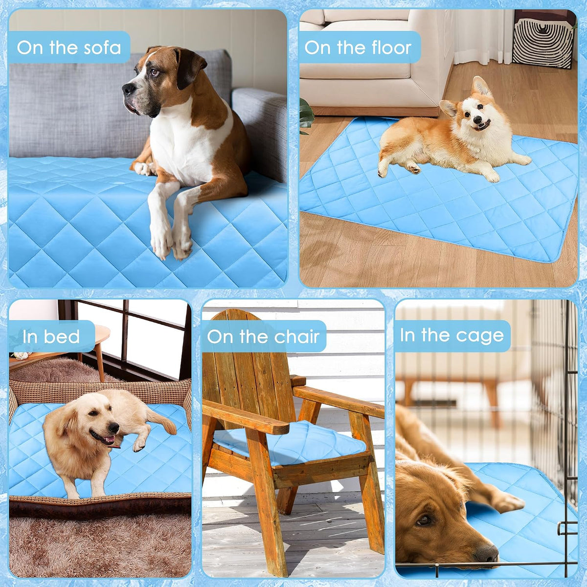 Dog Cooling Mat, Premium Lightweight Pet Cooling Blanket Bed Cover for Dogs, Cat, Puppies | Ice - X-Large / Dark blue - image 3