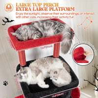 Globlazer Z78 Heavy Duty Cat Tree for 20lbs Large Adult Cats - Black Red / 78 inch - image 2