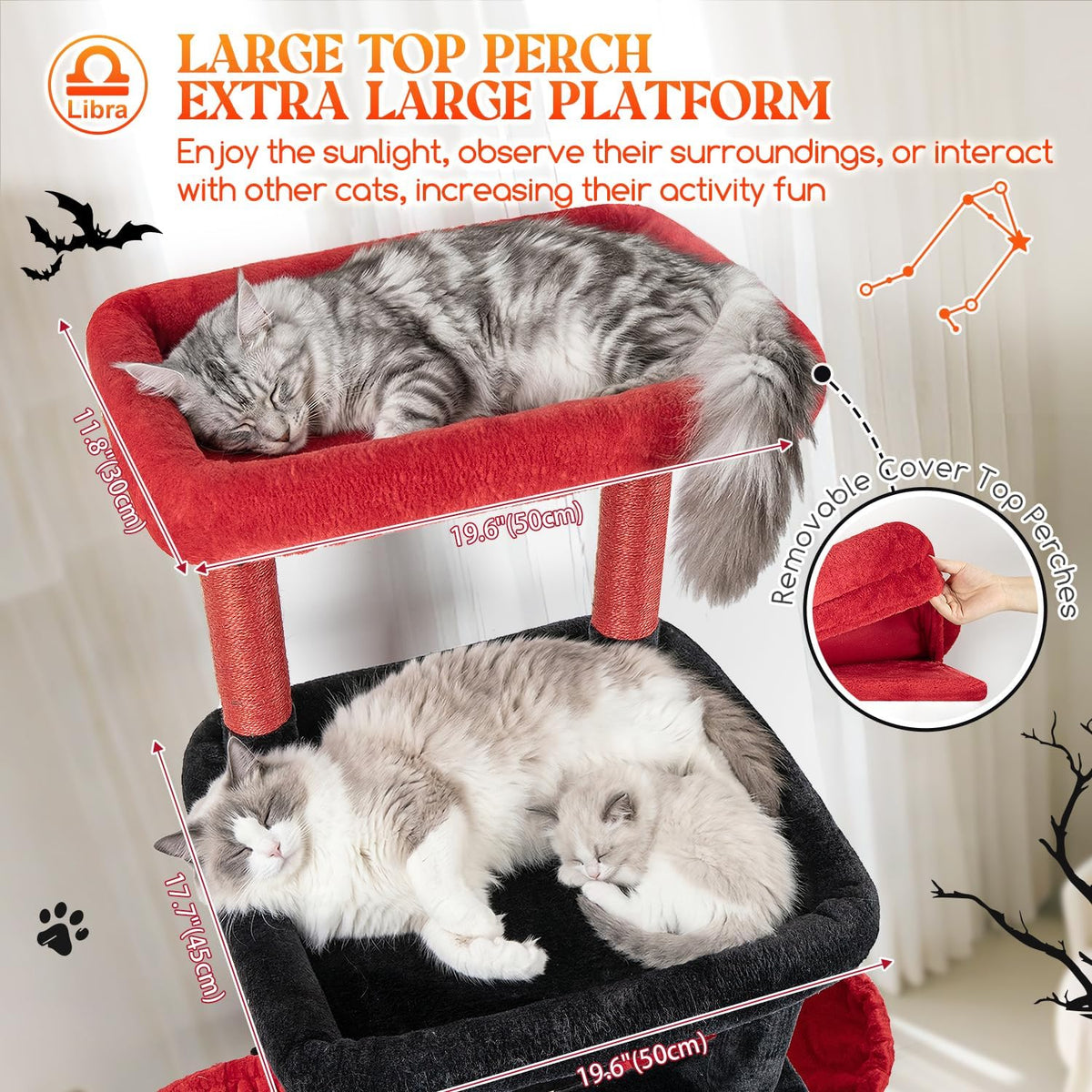 Globlazer Z78 Heavy Duty Cat Tree for 20lbs Large Adult Cats - Black Red / 78 inch - image 2