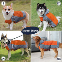 Hooded Dog Raincoat, Reflective Large Dog Rain Poncho - Medium / Orange - image 3