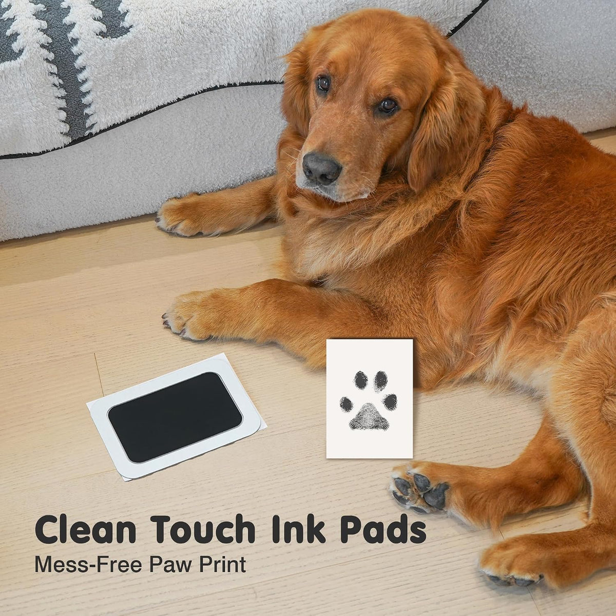 Inkless Paw Print Kit for Dogs, Cats & Babies - Black Pad,Black/White Wood Frame / 4-Pack,Large - image 3