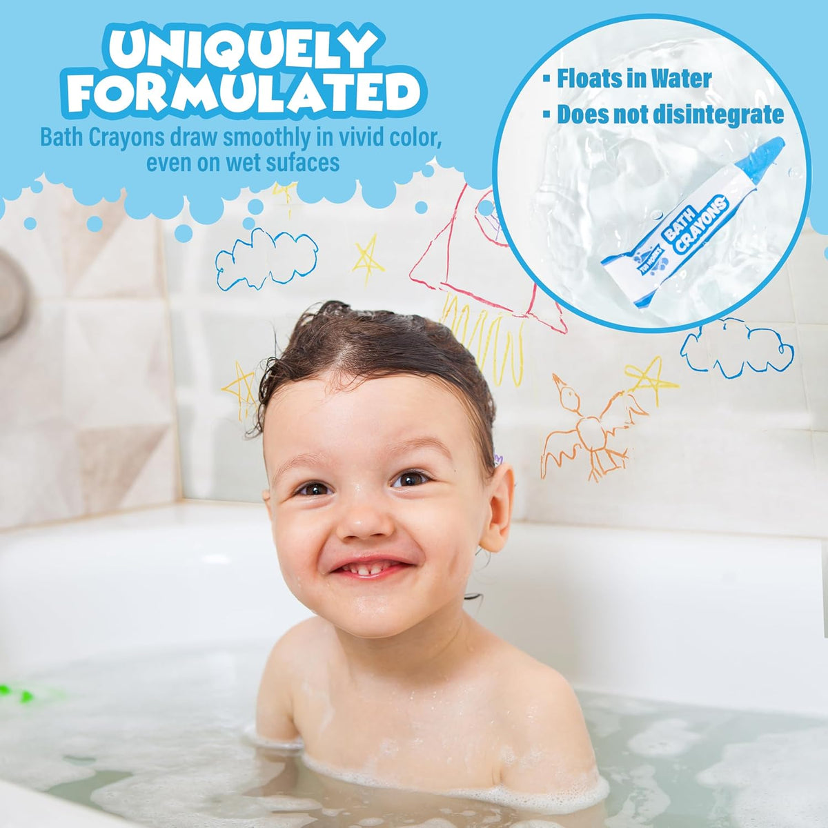 Tub Works Smooth Bath Crayons Bath Toy, Nontoxic - Bath Colors Set - image 4