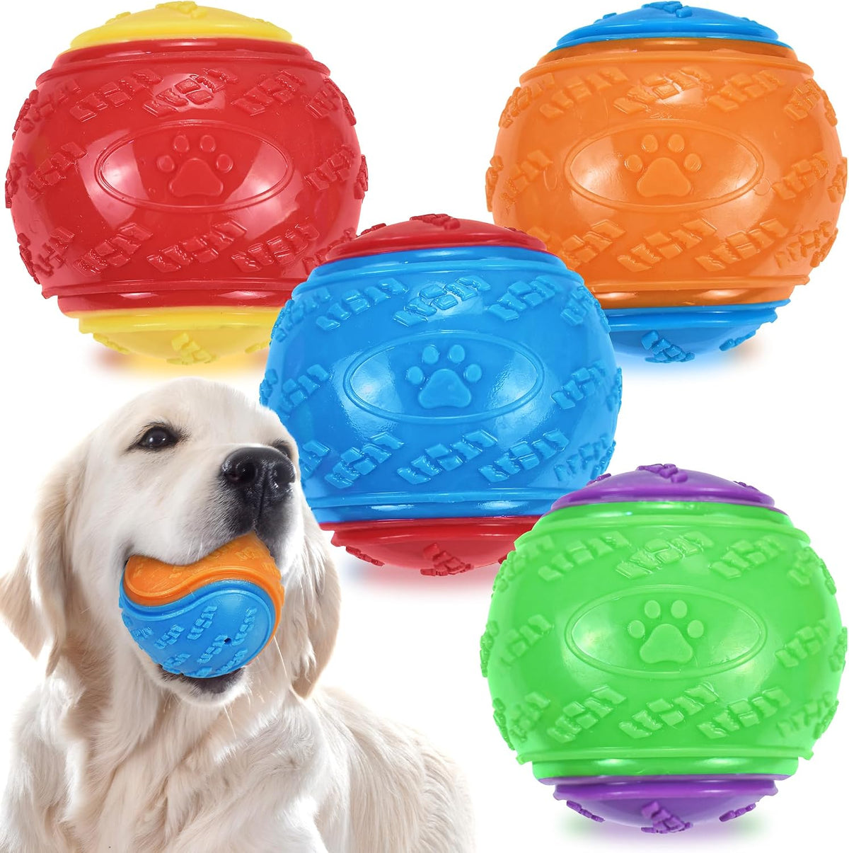 6Pcs Squeaky Dog Balls, Dog Toys Balls for Training - M4-muti-color