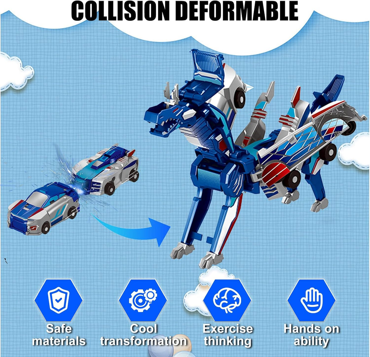 Magnetic Dinosaur Car Toy - Blue Dragon - image 3