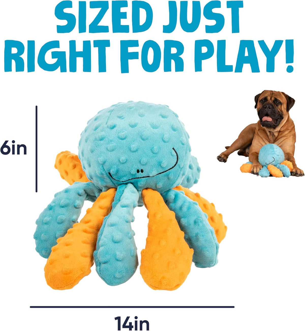goDog Crazy Tugs Monkeys Squeaky Plush Dog Toy with Chew Guard - Octopus (Multi Color) / Large - image 3