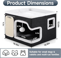 Shikha 2 Story Cat Bed House for Indoor Cats with Scratch Pads Black – Essentials for Cats - Black / Single / Without Heating Pad - image 2