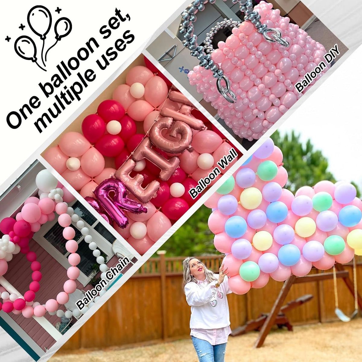 Pearl White Linking Balloons for Wedding Bride Shower Mermaid Party - Baby Pink / 10 inch - image 3