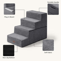 Dog Steps for High Bed, 5-Step Pet Stairs for Small Dogs and Cats – Essentials for Cats - Grey / 4 - image 2