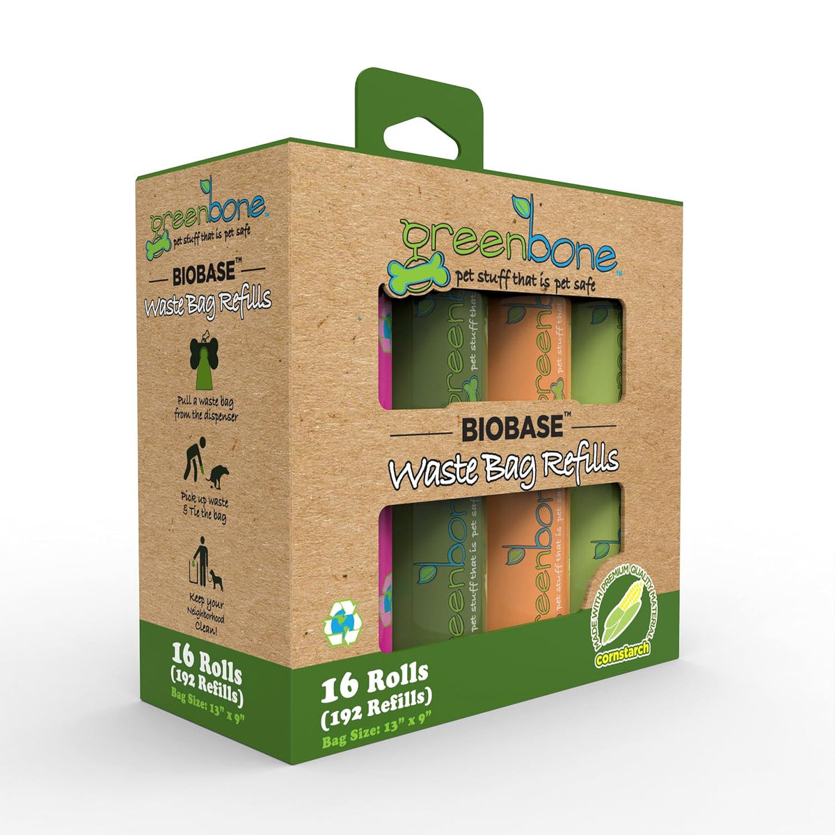 Greenbone Earth Friendly Cat or Dog Poop Bags, Plant Based - Natural / 192 Count (Pack of 1)