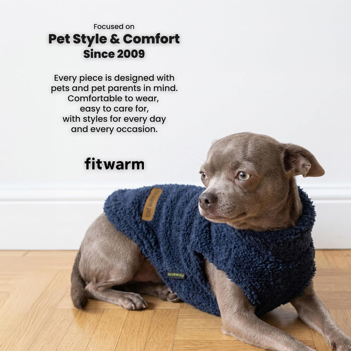 Fitwarm 2 Pack Striped Fleece Dog Sweater - X-Small / Blue-Grey - image 2