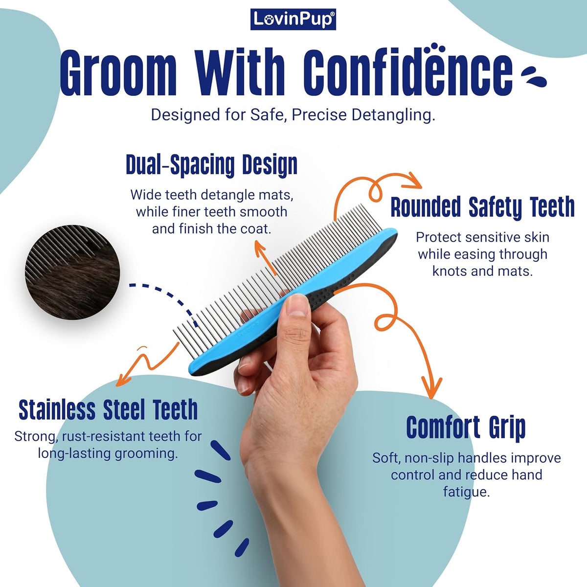 Pet Mat Remover, Professional Dematting Comb for Dogs and Cats - Comb - image 3