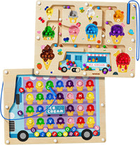 2 in 1 Magnetic Color and Number Maze Double-Sided ABC Alphabet - One Size / Ice Cream