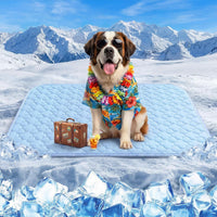 Dog Cooling Mat for Large Dogs - Ice Blue Cloud Stitching / X-Large