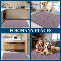OLANLY Dog Door Mat for Muddy Paws 36x24, Absorbs Moisture and Dirt, Absorbent Non-Slip Washable Doormat, Quick Dry Chenille Mud Mat for Dogs, Entry Indoor Entryway Carpet for Inside Floor, Deep Plum
