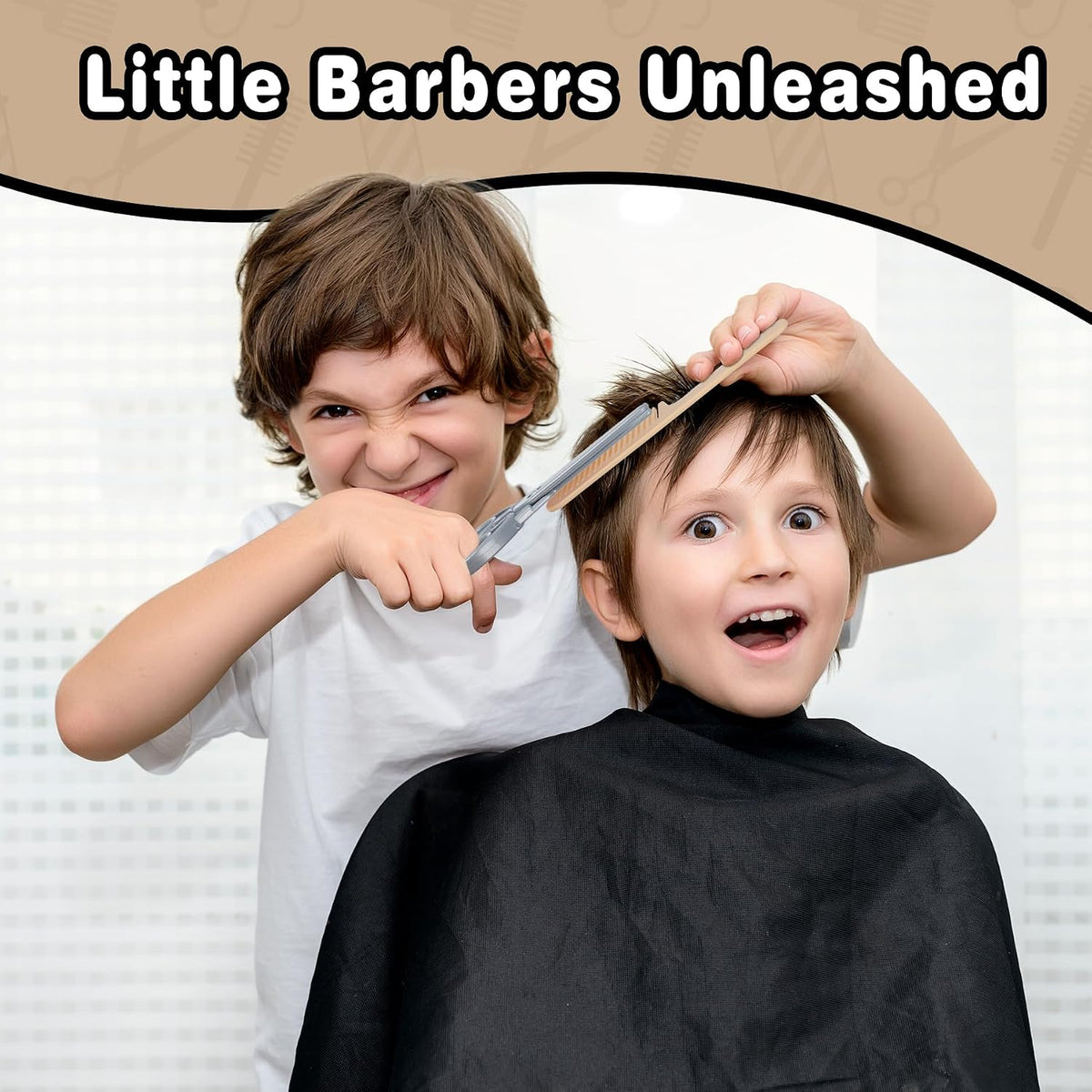 WishaLife kids barber shop pretend play set in black with toolbelt, shaver, scissors and hairdryer - view 3