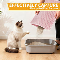 Pieviev Cat Litter Mat, Double-Layer Waterproof Litter Trap - Pink / 24x15 Inch - image 3