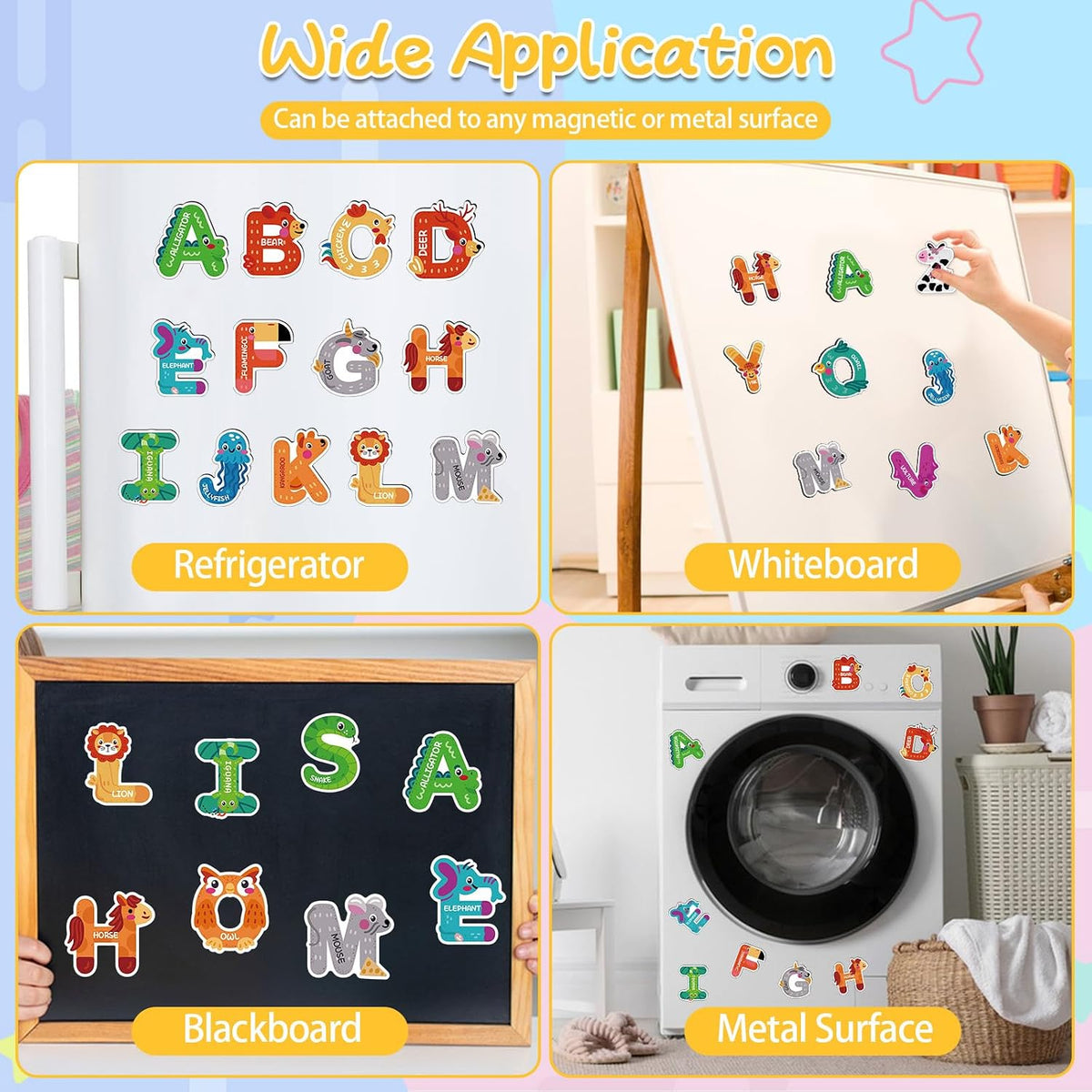 Auzesto 48 magnetic letters and numbers shaped like animals, fruits and vegetables - view 8