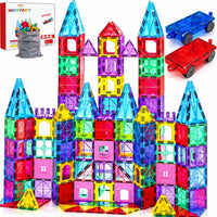 Antibacterial Magnetic Tiles - 106 PCS (2 Cars Included)