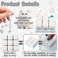 XiawaLangzhuo cat paw keyboard fidget toy, 9-in-1 clicker keychain in white and purple - view 19