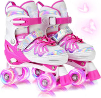 NEMONE Mermaid Adjustable Light up Roller Skates for Girls Boys – Fun for Kids & Family - G- Candy Butterfly / Medium - Big Kid