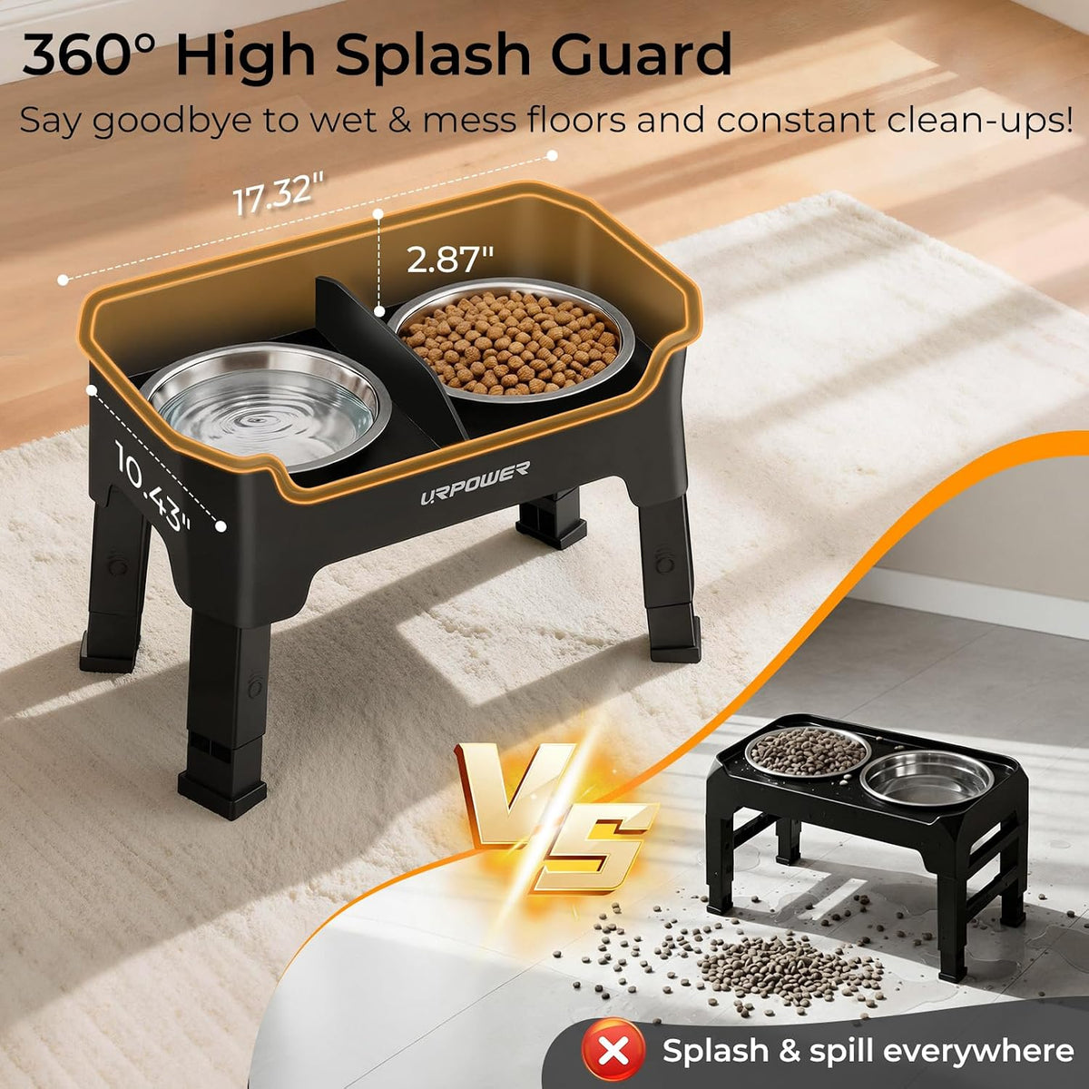 URPOWER Elevated Dog Bowls - Black / Medium - image 3