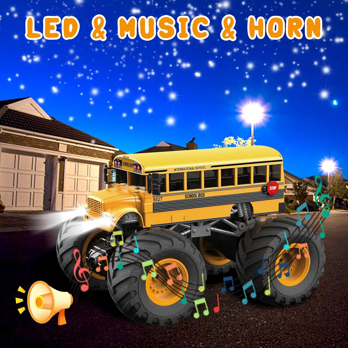 Desdoni 1:18 scale remote control school bus toy with LED headlights - view 3