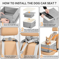 PETSFIT Small Dog Car Seat, Soft Foam Dog Booster Car Seat with Patented Safety Buckles, Storage Pockets and Detachable Clip-On Safety Leash, Dog Car Seat for Medium Dogs 30 LBS (Grey)