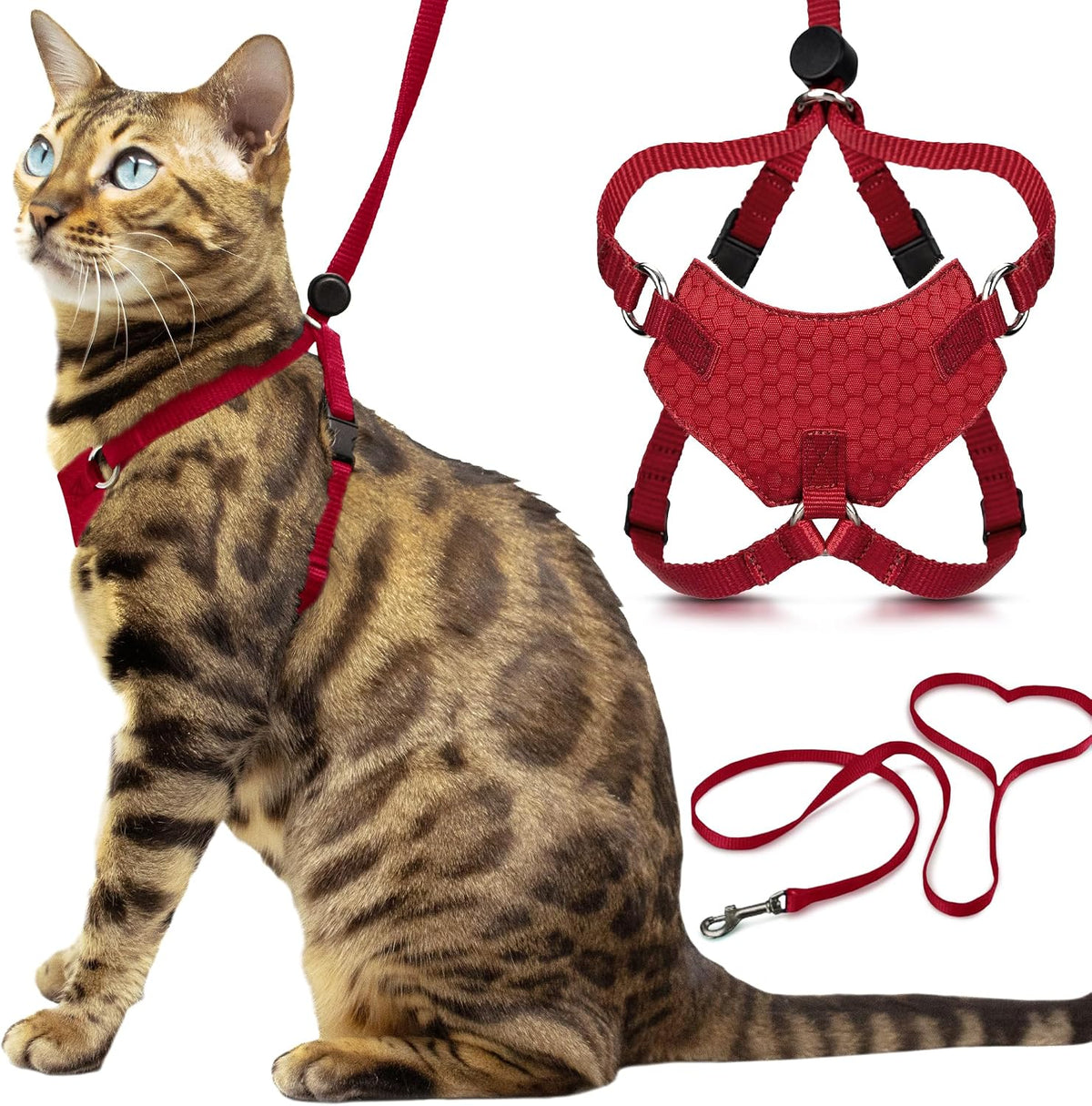 Houdini Escape Proof Cat Harness and Leash – Essentials for Cats - Red / M/L