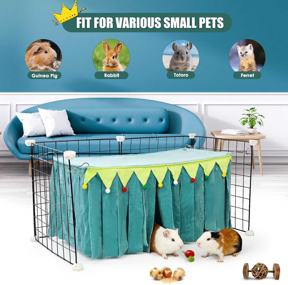 Guinea Pig Hideout, Guinea Pig Corner Hideout - Green / 23"L x 11.7"W x 11.2"TH - image 4