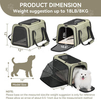 Petsfit Medium Expandable Cat Carrier for Air Travel - 19.0"L x 12.0"W x 12.0"H / Green - image 2