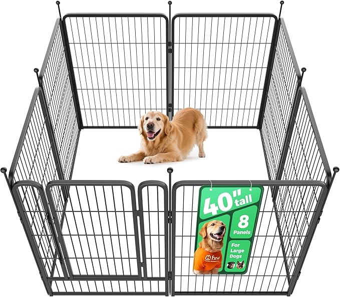 FXW Rollick Unleashed Dog Playpen for Indoor, Yard, RV Camping, 40 inch 8 Panels for Medium and Large Dogs, Black│Patented