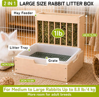 3 in 1 Extra Large Rabbit Hay Feeder with Litter Box - brown / Extra Large (2 in 1) - image 2