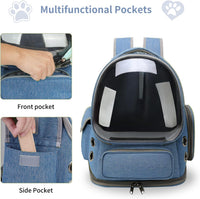 Cat Backpack Carrier for Cats and Small Dogs - Blue / Large - image 3