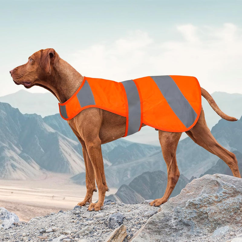 Dog Jacket High Visibility Safety Reflective Dog Vest for Small - Orange - Extended / S