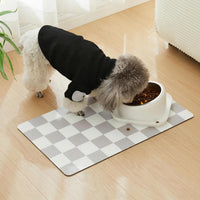 Checkered Dog Feeding Mat - 24"L x 16"W / Grey - image 3