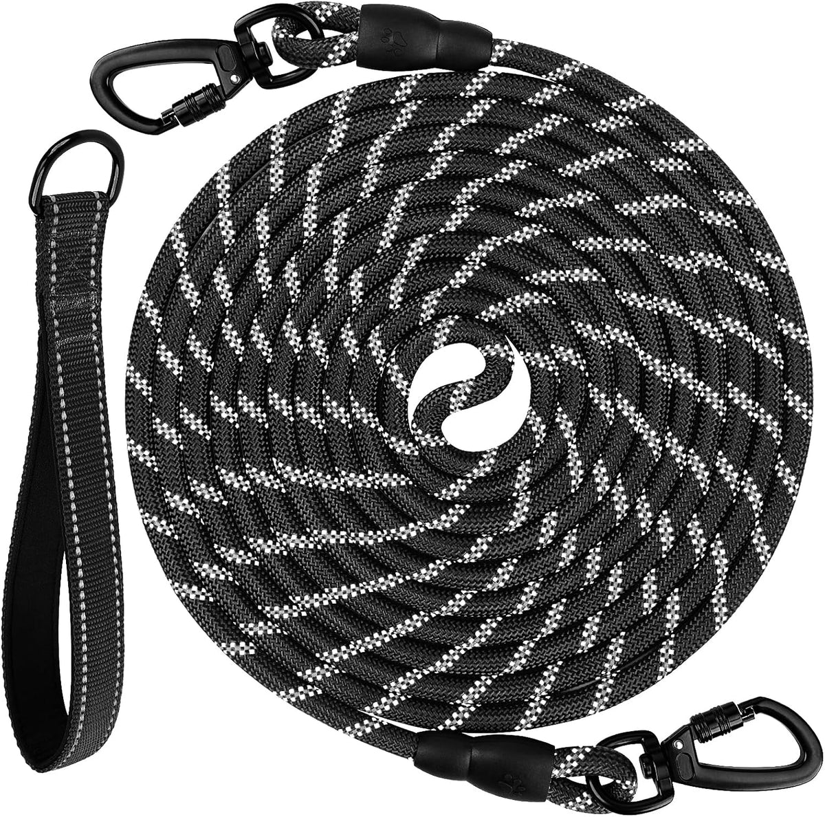 Joytale Long Dog Leash for Yard Tie Out & Recall Training - Black / 30FT