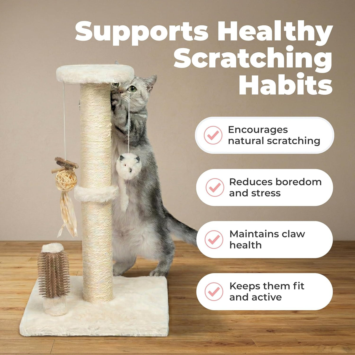 Catify Spin n' Scratch Cat Scratch Pad Refill, Round - Beige Scratching Post - H: 25" - image 4