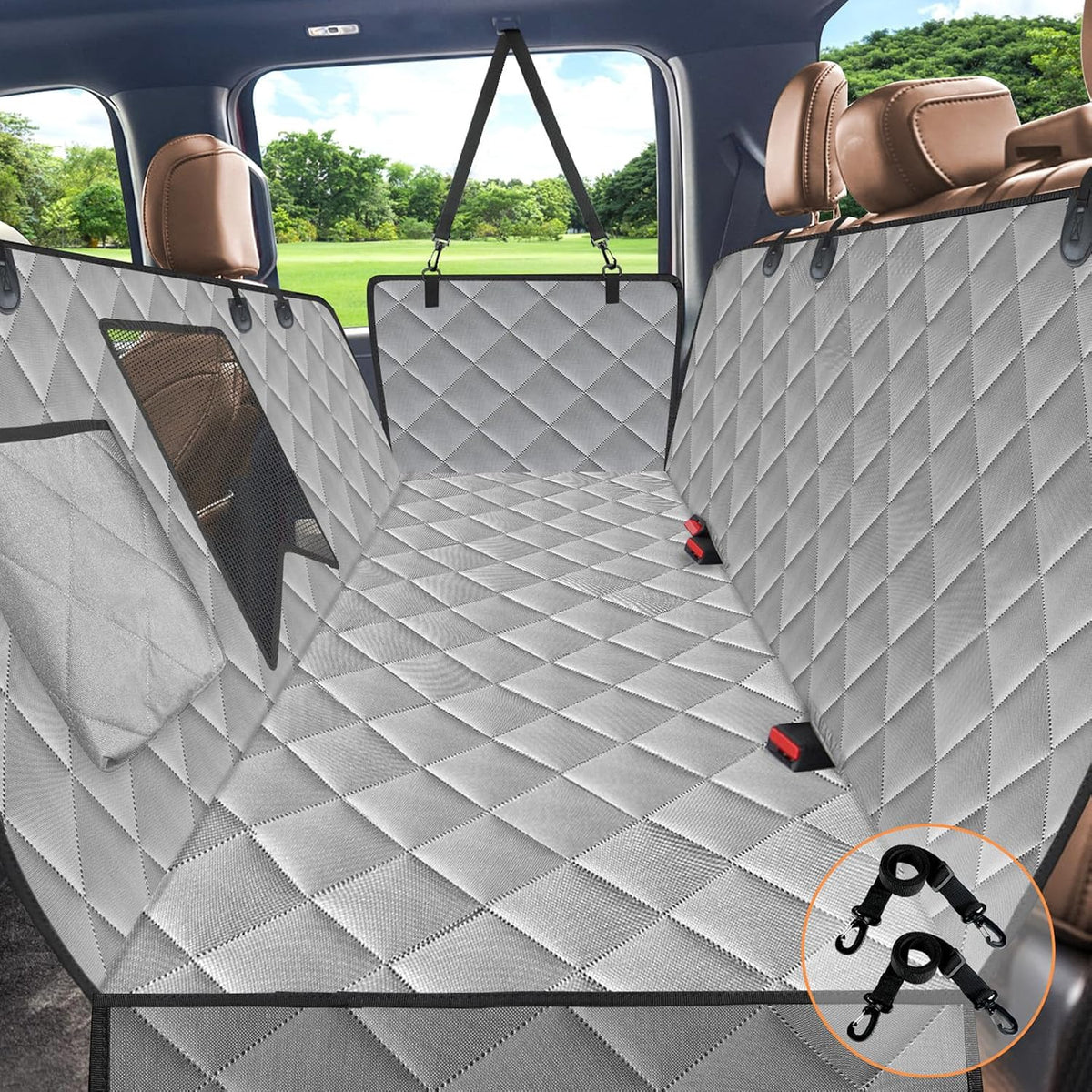 Kytely Dog Car Seat Cover for Back Seat - Gray / X-Large