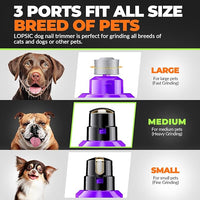 Dog Nail Grinder with 2 LED Lights Powerful 2 Speeds Super Quiet Dog Nail Trimmers with 3 Grinding Wheels Rechargeable Pet Dog Nail Clippers for Large Medium Puppy Dogs Dog Nail File Cat Nail Clipper