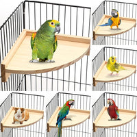 Wettarn 6 Pcs Bird Perch Platform Bird Corner Parrot Perch Corner Wooden Stand Sector Playground Cage Accessories Shelf for Parakeet Conure Cockatiel Budgie Gerbil Rat(7.1 x 7.1 Inch)